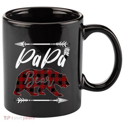 Papa Bear Buffalo Plaid Flannel FatherS Day Gift Dad Pops Meaningful Gift 11oz C Handle Ceramic Mug