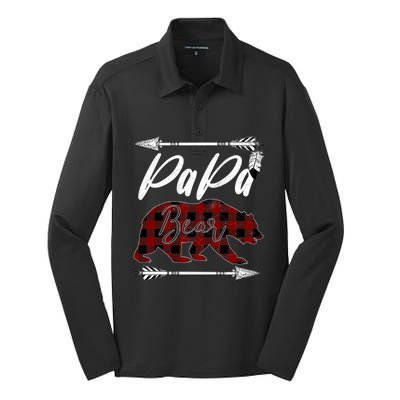 Papa Bear Buffalo Plaid Flannel FatherS Day Gift Dad Pops Meaningful Gift Silk Touch Performance Long Sleeve Polo