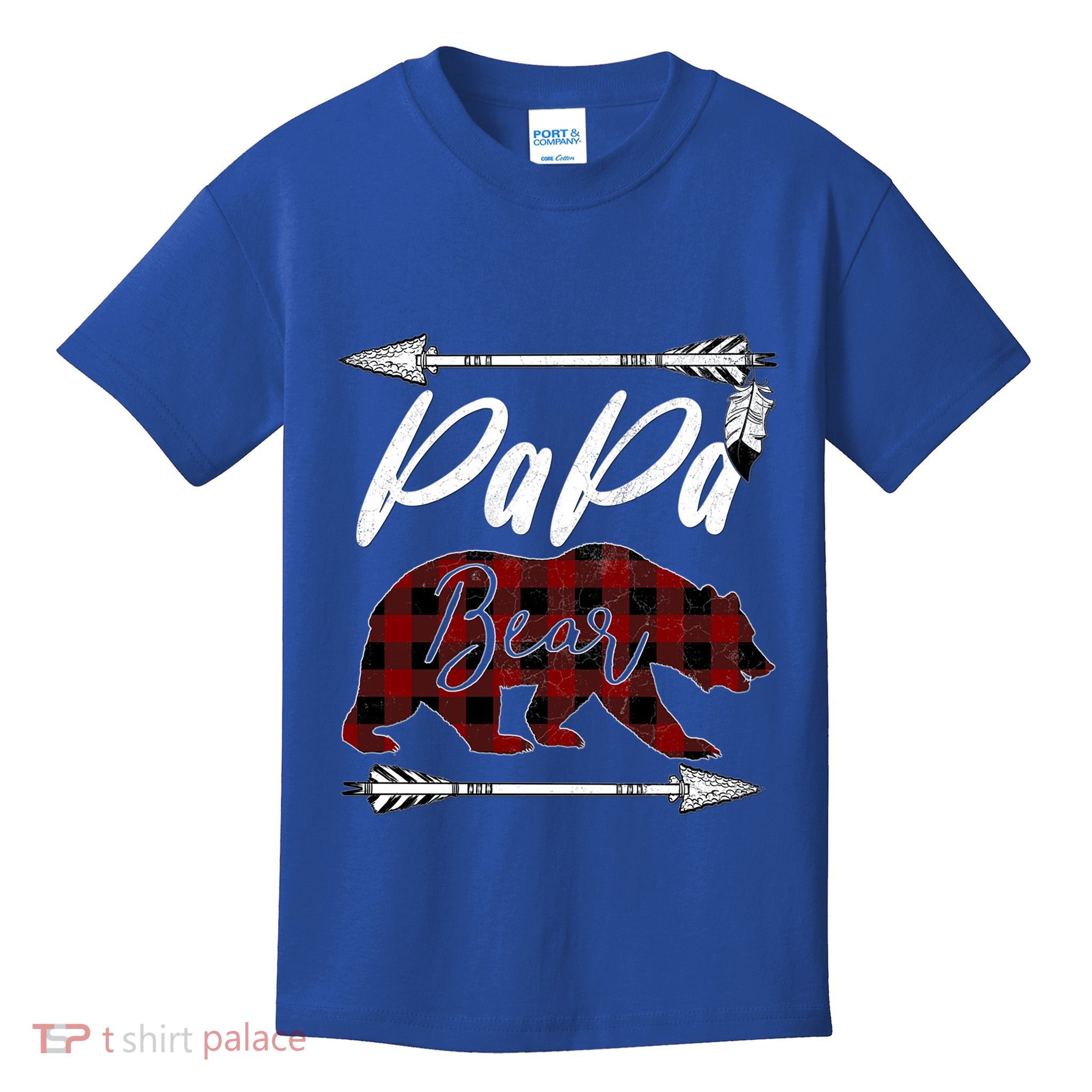 Papa Bear Buffalo Plaid Flannel FatherS Day Gift Dad Pops Meaningful Gift Kids T-Shirt