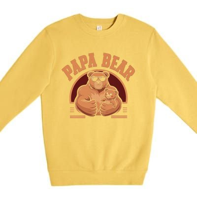 Papa Bear Bear Family Love Dad Father Daddy Cool Gift Premium Crewneck Sweatshirt