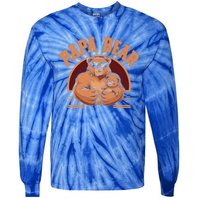 Papa Bear Bear Family Love Dad Father Daddy Cool Gift Tie-Dye Long Sleeve Shirt