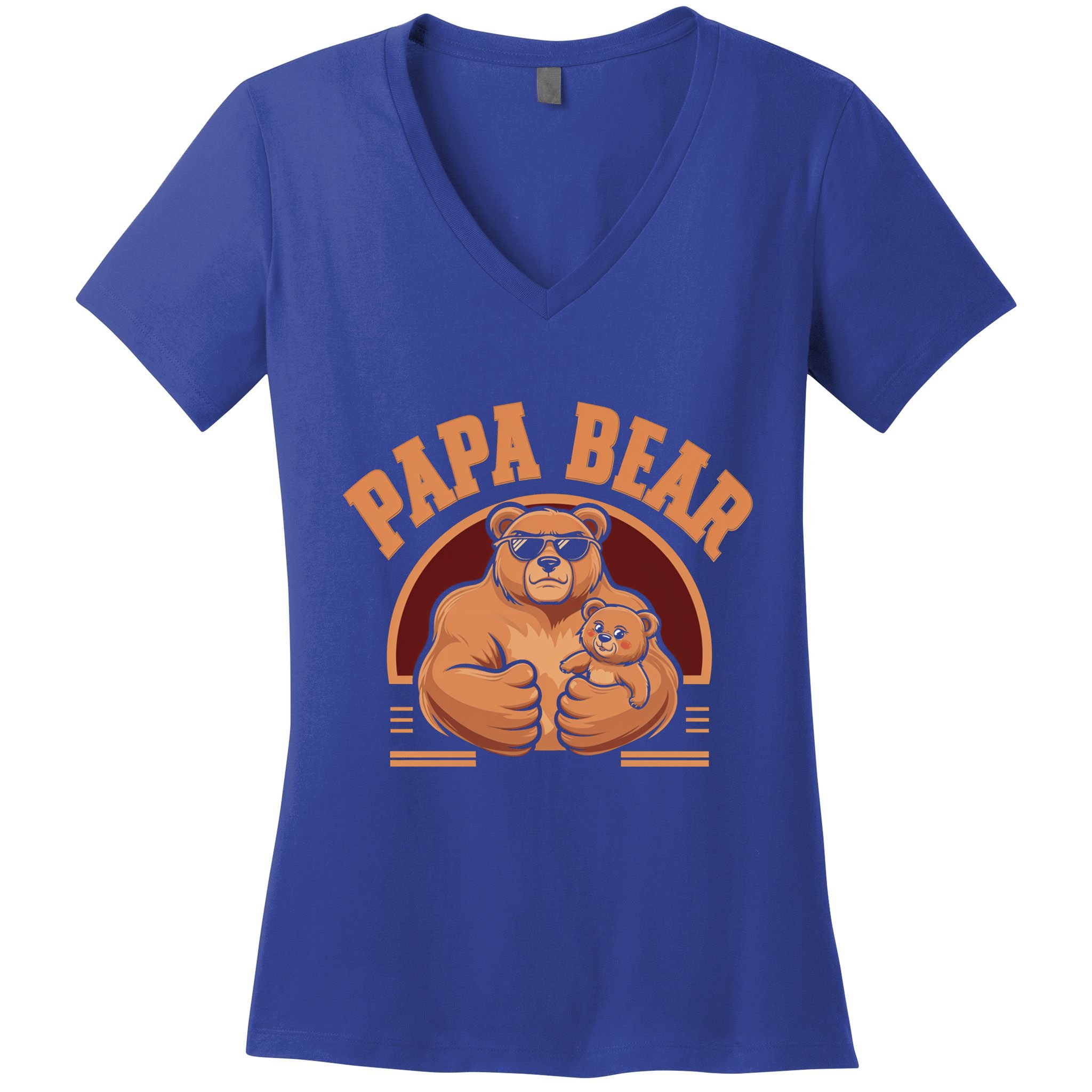 Papa Bear Bear Family Love Dad Father Daddy Cool Gift Women's V-Neck T-Shirt