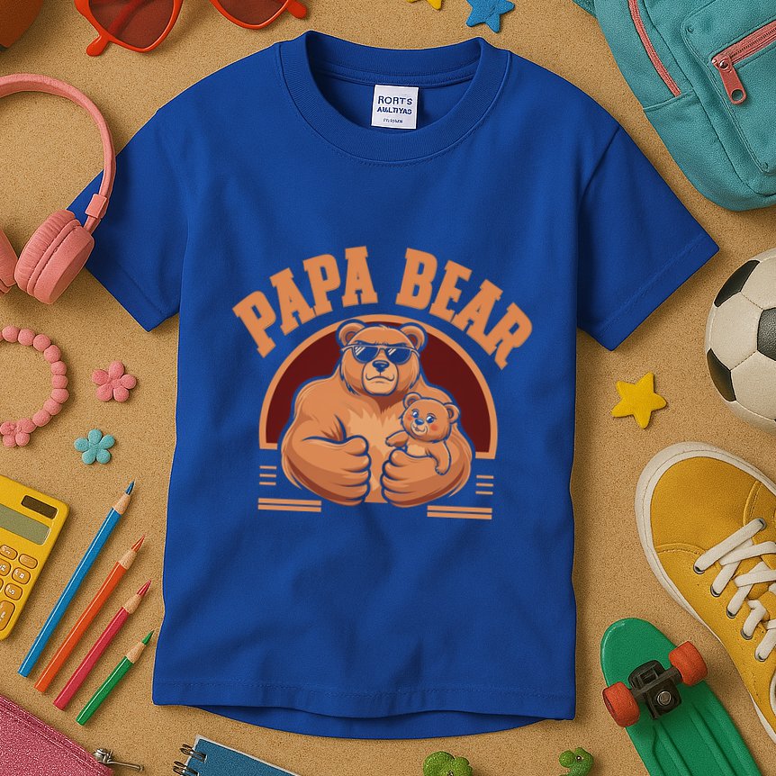 Papa Bear Bear Family Love Dad Father Daddy Cool Gift Kids T-Shirt
