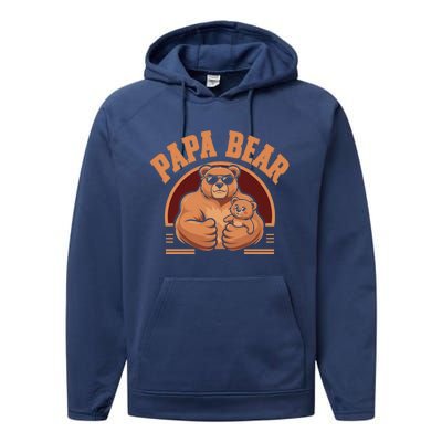 Papa Bear Bear Family Love Dad Father Daddy Cool Gift Performance Fleece Hoodie