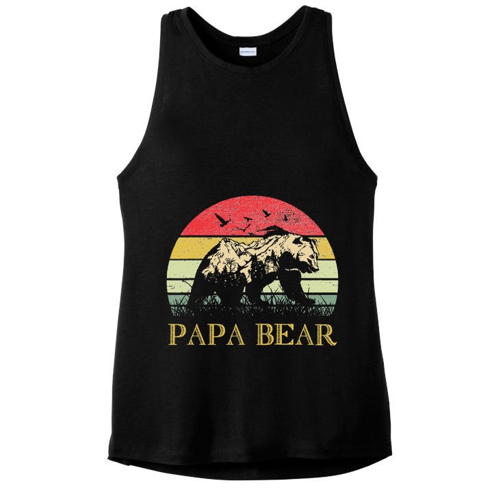 Papa Bear Best Dad Fathers Day Father Pop Ladies PosiCharge Tri-Blend Wicking Tank