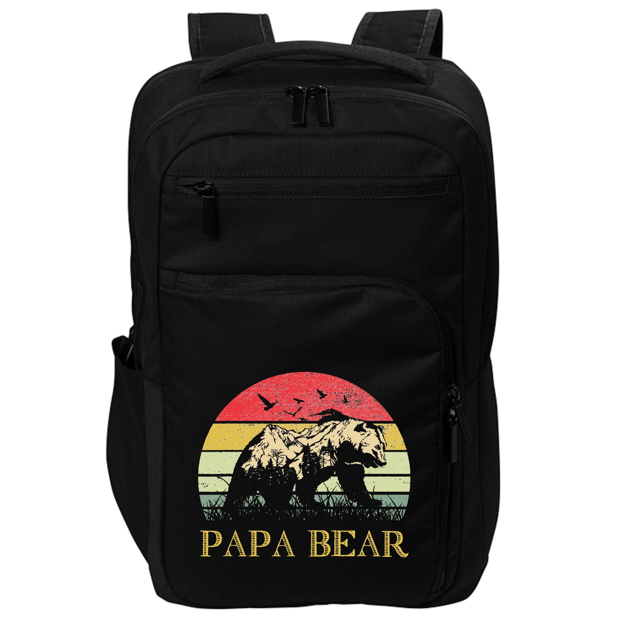 Papa Bear Best Dad Fathers Day Father Pop Impact Tech Backpack