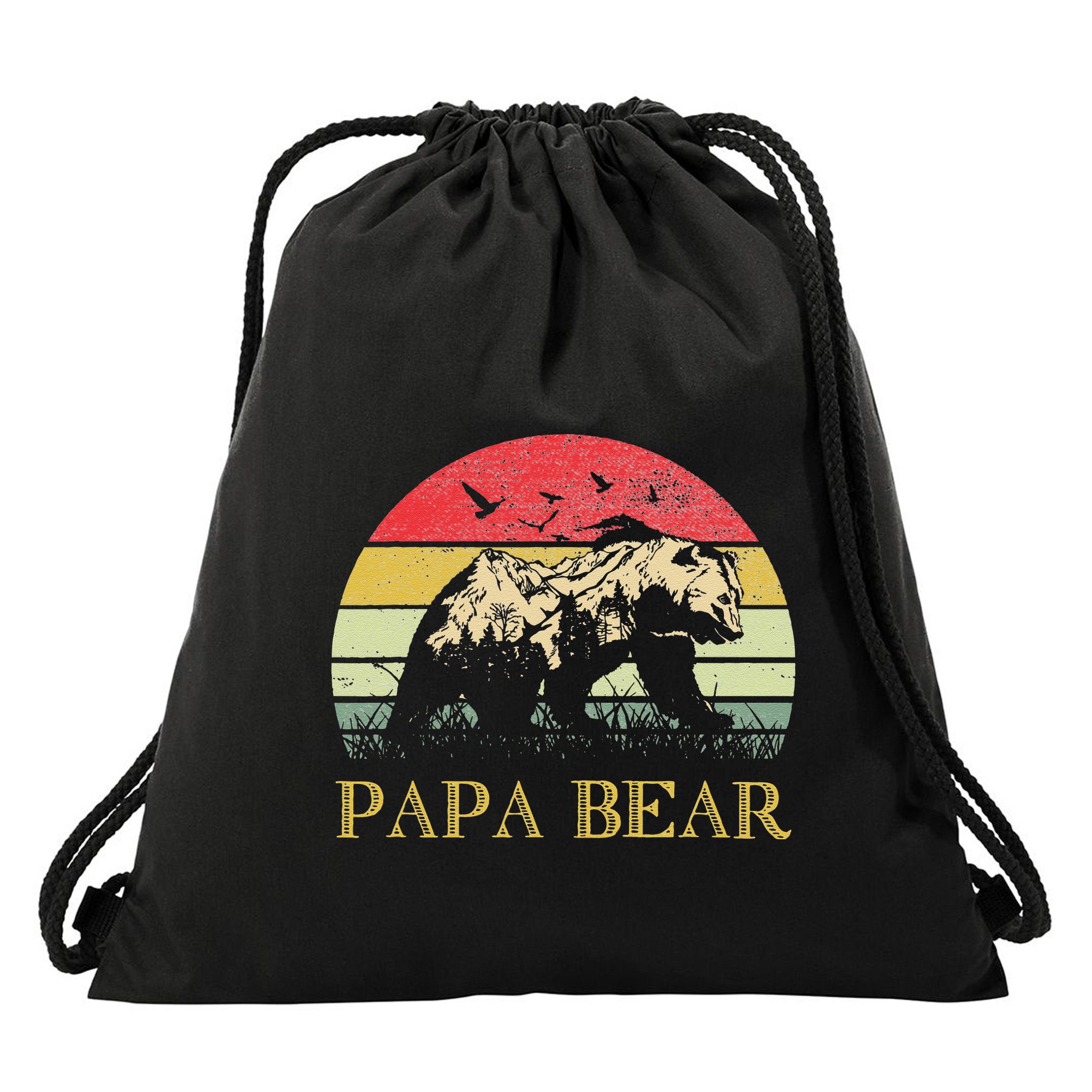 Papa Bear Best Dad Fathers Day Father Pop Drawstring Bag