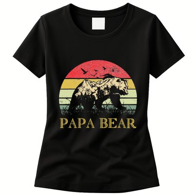 Papa Bear Best Dad Fathers Day Father Pop Womens T-Shirt