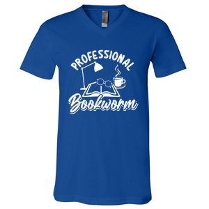 Professional Bookworm Bookish Reading Funny Book Lover Gift V-Neck T-Shirt