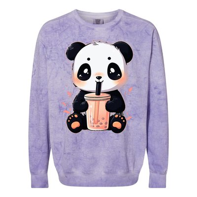 Panda Bear Boba Tea Bubble Tea Anime Kawaii  Colorblast Crewneck Sweatshirt