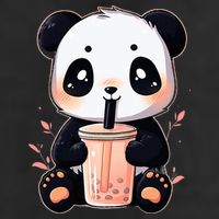 Panda Bear Boba Tea Bubble Tea Anime Kawaii  7 Panel Mesh Trucker Snapback Hat
