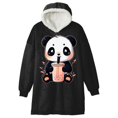 Panda Bear Boba Tea Bubble Tea Anime Kawaii  Hooded Wearable Blanket