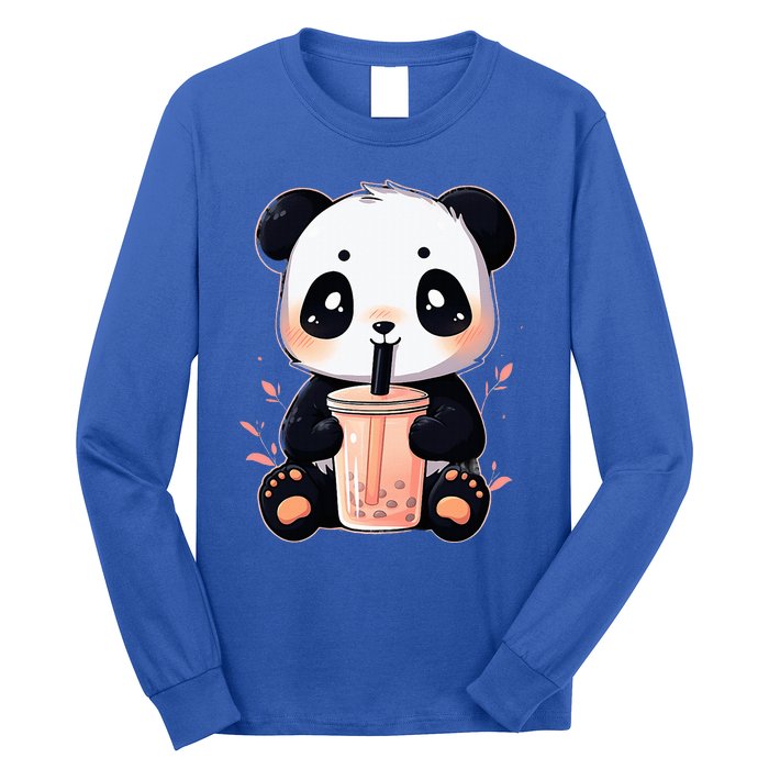 Panda Bear Boba Tea Bubble Tea Anime Kawaii  Long Sleeve Shirt