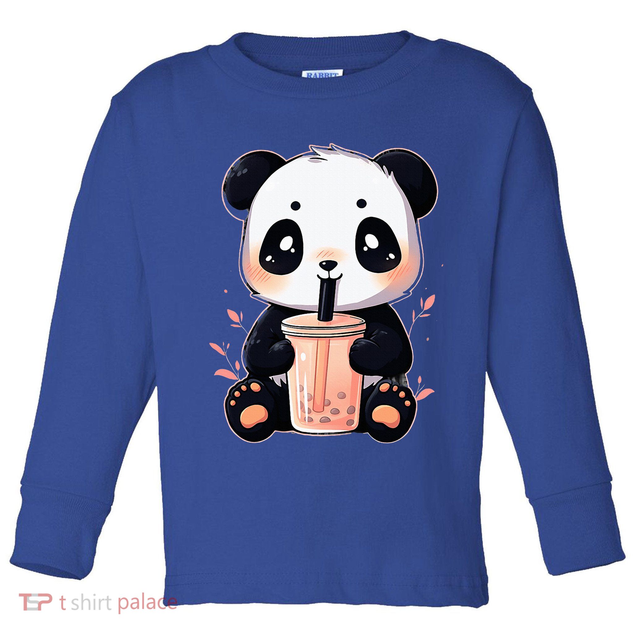 Panda Bear Boba Tea Bubble Tea Anime Kawaii  Toddler Long Sleeve Shirt
