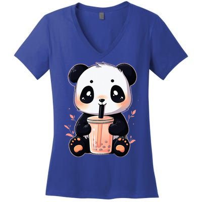 Panda Bear Boba Tea Bubble Tea Anime Kawaii  Women's V-Neck T-Shirt