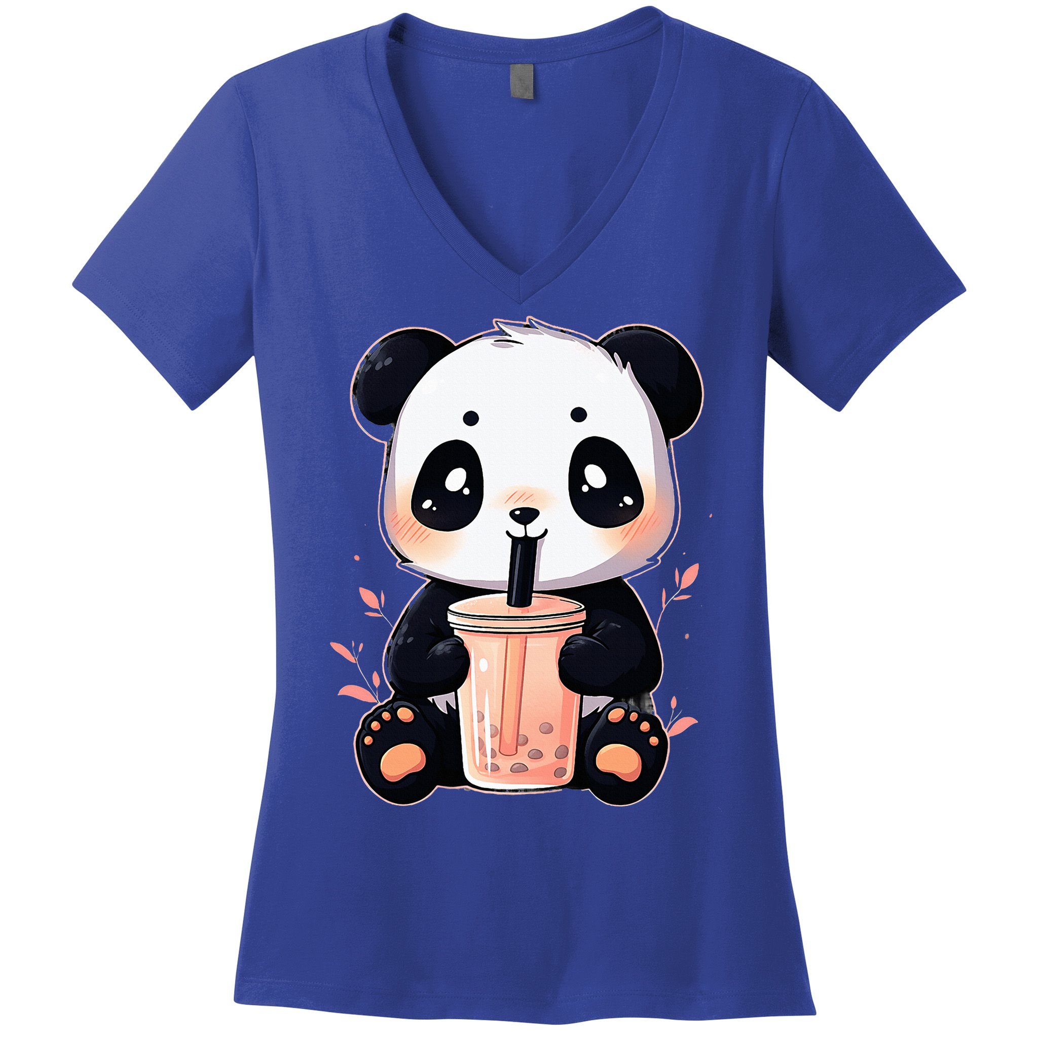 Panda Bear Boba Tea Bubble Tea Anime Kawaii  Women's V-Neck T-Shirt