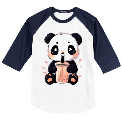 Panda Bear Boba Tea Bubble Tea Anime Kawaii  Baseball Sleeve Shirt