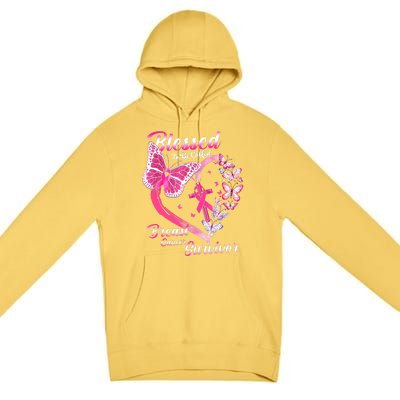 Pink Butterfly Blessed To Be Called Breast Cancer Survivor Premium Pullover Hoodie