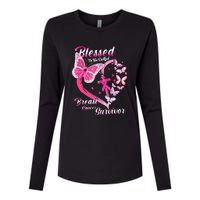 Pink Butterfly Blessed To Be Called Breast Cancer Survivor Womens Cotton Relaxed Long Sleeve T-Shirt