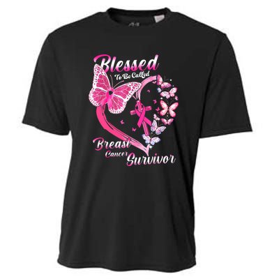 Pink Butterfly Blessed To Be Called Breast Cancer Survivor Cooling Performance Crew T-Shirt