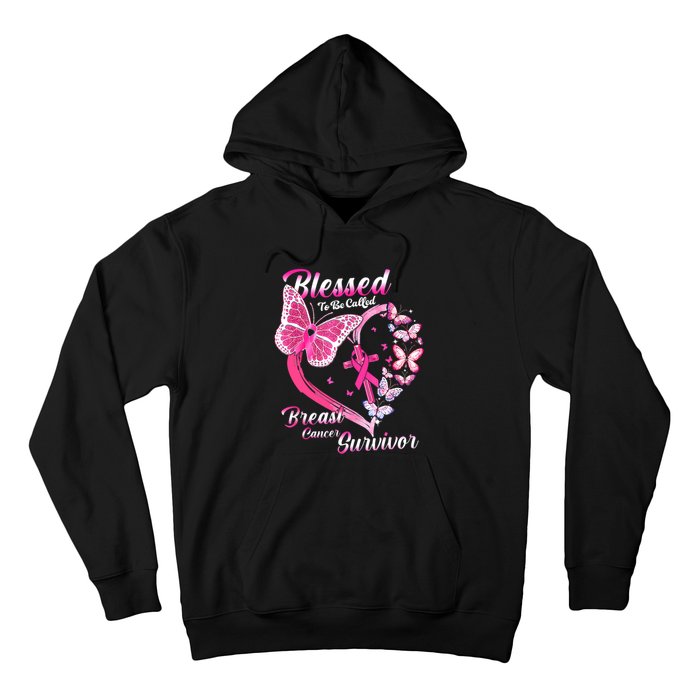 Pink Butterfly Blessed To Be Called Breast Cancer Survivor Hoodie