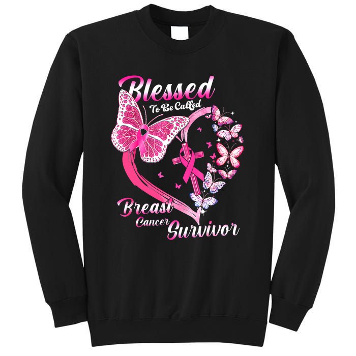 Pink Butterfly Blessed To Be Called Breast Cancer Survivor Sweatshirt