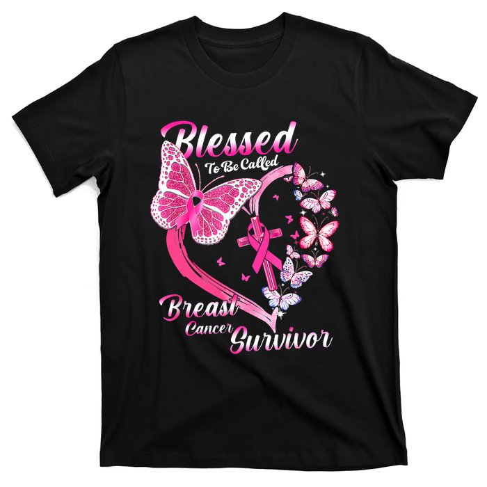 Pink Butterfly Blessed To Be Called Breast Cancer Survivor T-Shirt