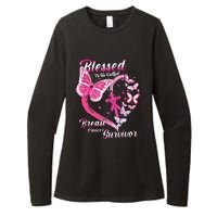 Pink Butterfly Blessed To Be Called Breast Cancer Survivor Womens CVC Long Sleeve Shirt