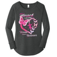 Pink Butterfly Blessed To Be Called Breast Cancer Survivor Women's Perfect Tri Tunic Long Sleeve Shirt