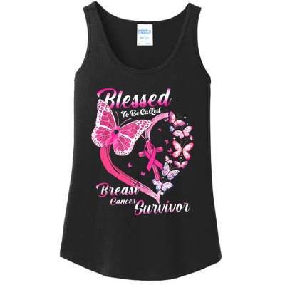 Pink Butterfly Blessed To Be Called Breast Cancer Survivor Ladies Essential Tank