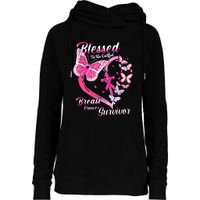 Pink Butterfly Blessed To Be Called Breast Cancer Survivor Womens Funnel Neck Pullover Hood