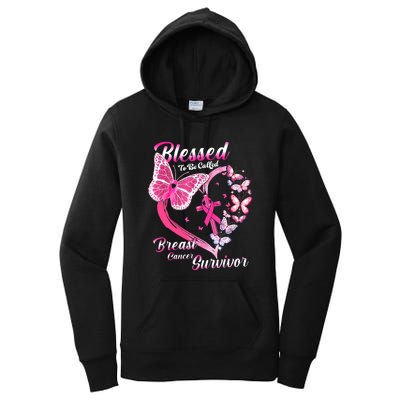 Pink Butterfly Blessed To Be Called Breast Cancer Survivor Women's Pullover Hoodie