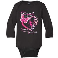 Pink Butterfly Blessed To Be Called Breast Cancer Survivor Baby Long Sleeve Bodysuit