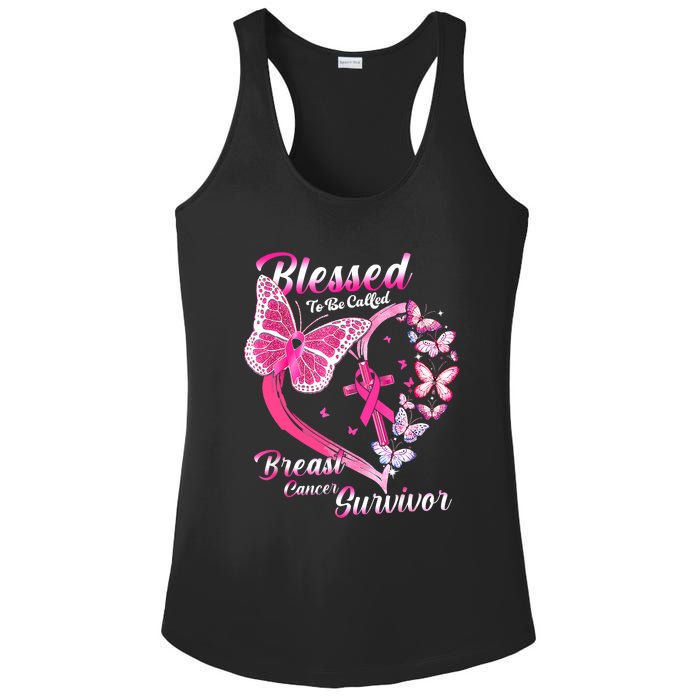 Pink Butterfly Blessed To Be Called Breast Cancer Survivor Ladies PosiCharge Competitor Racerback Tank