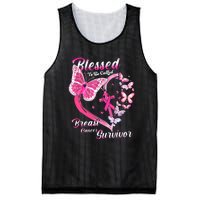 Pink Butterfly Blessed To Be Called Breast Cancer Survivor Mesh Reversible Basketball Jersey Tank