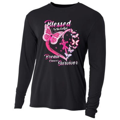 Pink Butterfly Blessed To Be Called Breast Cancer Survivor Cooling Performance Long Sleeve Crew