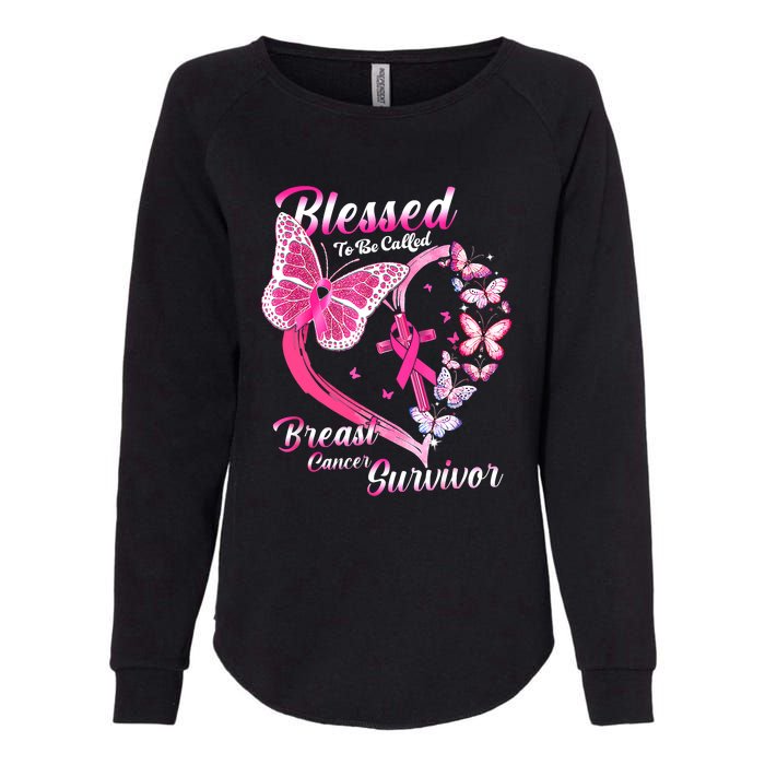 Pink Butterfly Blessed To Be Called Breast Cancer Survivor Womens California Wash Sweatshirt