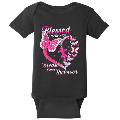 Pink Butterfly Blessed To Be Called Breast Cancer Survivor Baby Bodysuit