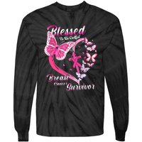 Pink Butterfly Blessed To Be Called Breast Cancer Survivor Tie-Dye Long Sleeve Shirt