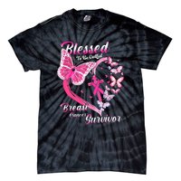 Pink Butterfly Blessed To Be Called Breast Cancer Survivor Tie-Dye T-Shirt