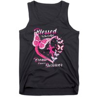 Pink Butterfly Blessed To Be Called Breast Cancer Survivor Tank Top