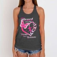 Pink Butterfly Blessed To Be Called Breast Cancer Survivor Women's Knotted Racerback Tank