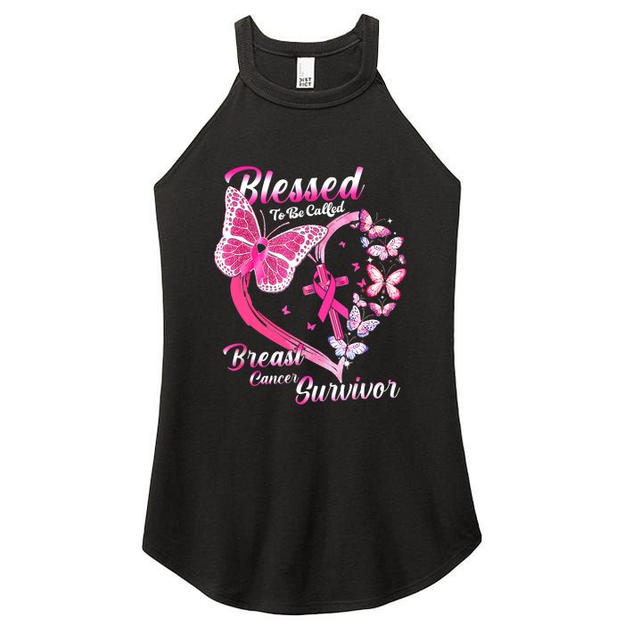 Pink Butterfly Blessed To Be Called Breast Cancer Survivor Women's Perfect Tri Rocker Tank