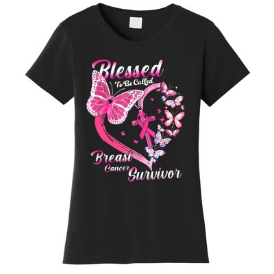 Pink Butterfly Blessed To Be Called Breast Cancer Survivor Women's T-Shirt