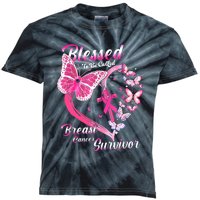 Pink Butterfly Blessed To Be Called Breast Cancer Survivor Kids Tie-Dye T-Shirt