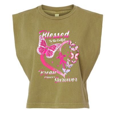 Pink Butterfly Blessed To Be Called Breast Cancer Survivor Garment-Dyed Women's Muscle Tee