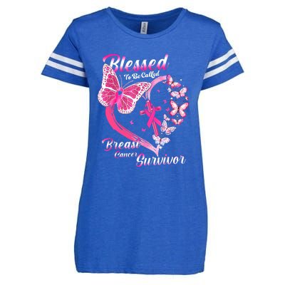 Pink Butterfly Blessed To Be Called Breast Cancer Survivor Enza Ladies Jersey Football T-Shirt