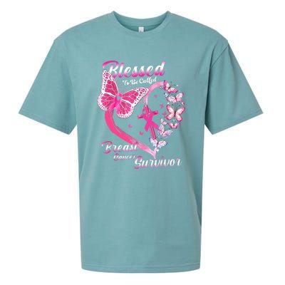 Pink Butterfly Blessed To Be Called Breast Cancer Survivor Sueded Cloud Jersey T-Shirt