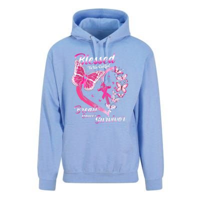 Pink Butterfly Blessed To Be Called Breast Cancer Survivor Unisex Surf Hoodie