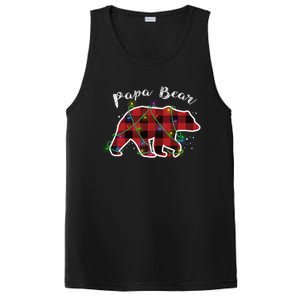 Papa Bear Buffalo Red Plaid Lights Christmas Family Top Gift PosiCharge Competitor Tank